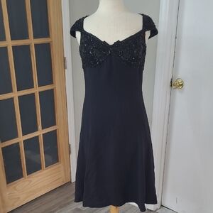 Escada Black Midi Dress with Beaded Bodice